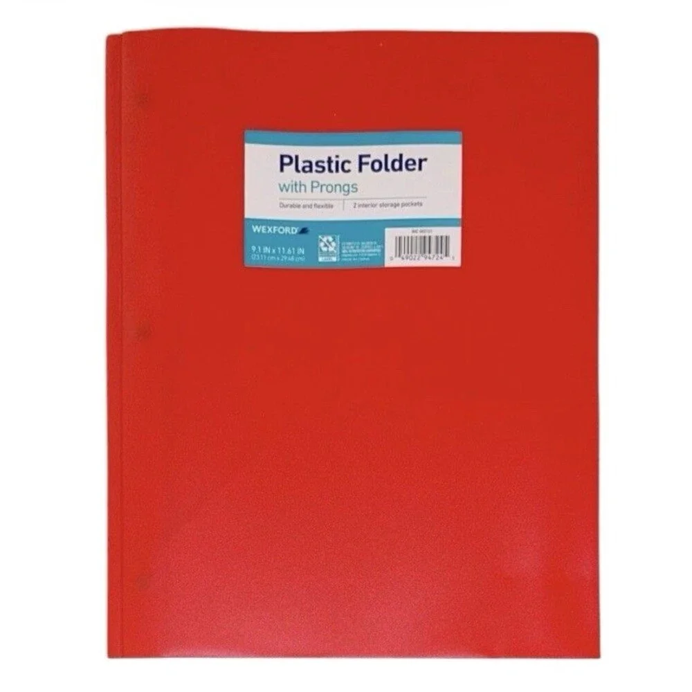 5x Wexford Plastic Folder w/ Prongs 2 Pocket 9.1x11.61